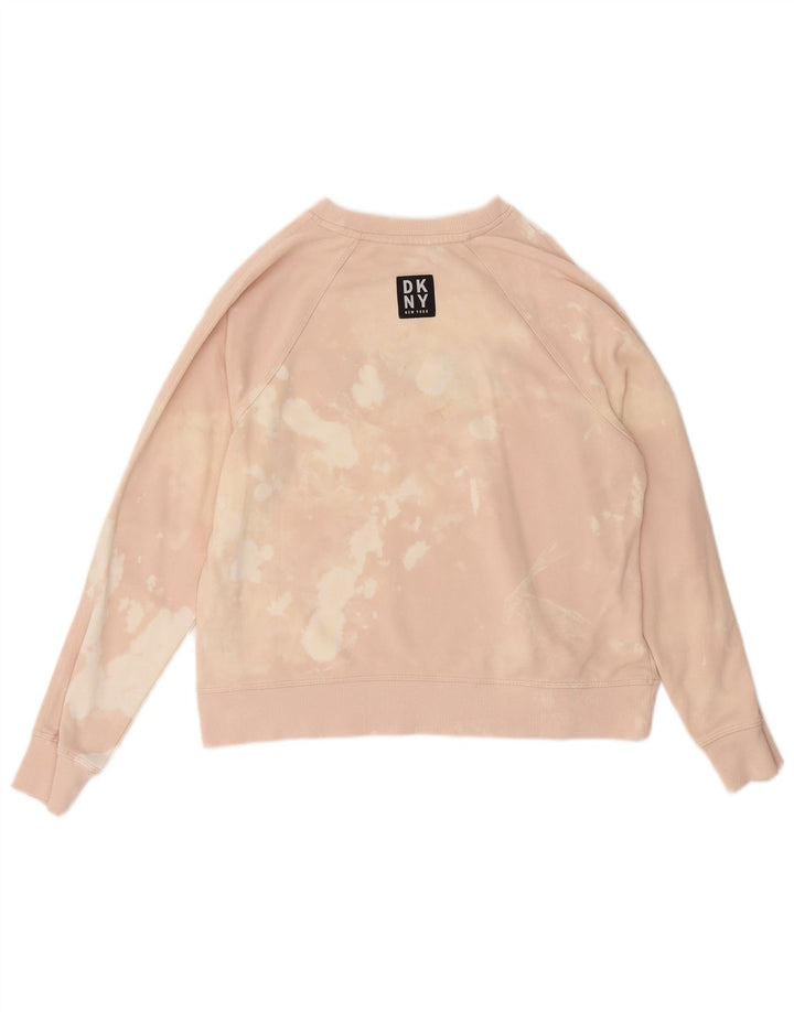 Dkny Womens Grafisk Sweatshirt Jumper UK 14 Medium Pink Tie Dye Bomuld