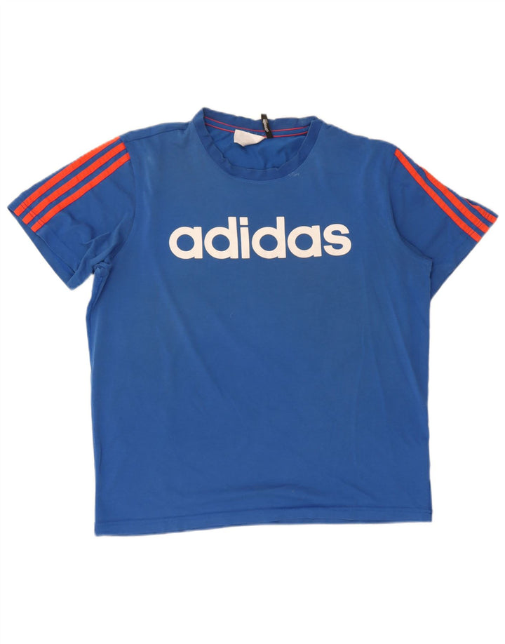 Adidas Herre Climalite grafisk T-shirt top mellemblå bomuld