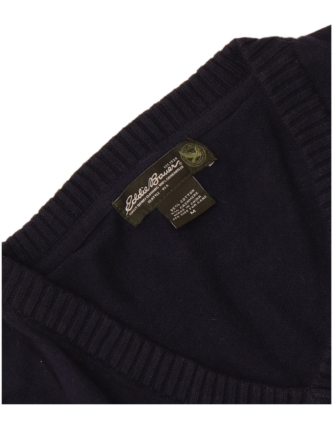 Eddie Bauer Herre V-hals sweater Medium marineblå bomuld