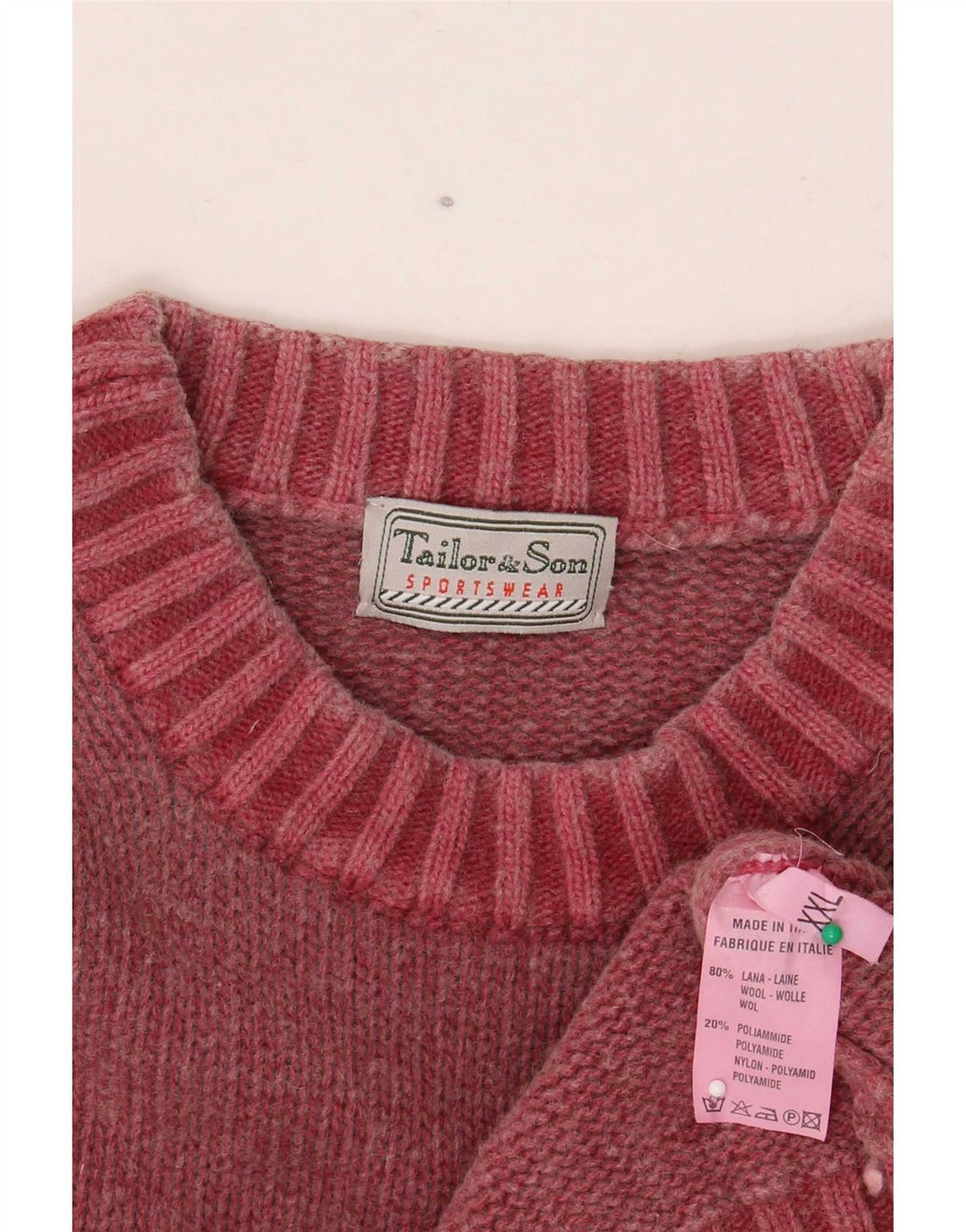 Skrædder & Søn Herre Crew Neck Jumper Sweater 2XL Rød Uld