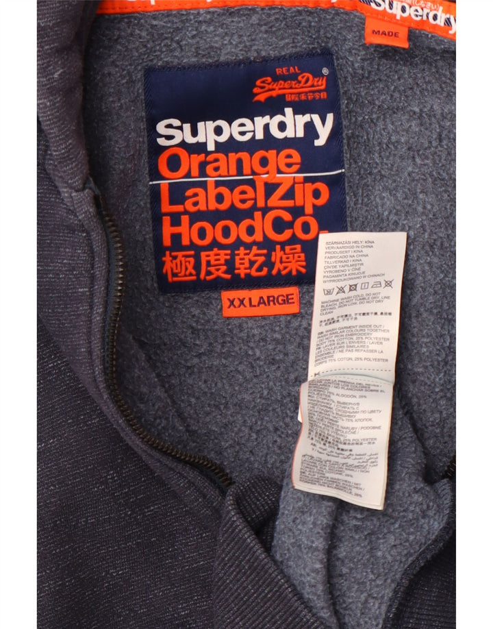 SUPERDRY Hættetrøje med lynlås til mænd 2XL Marineblå Flecked Bomuld