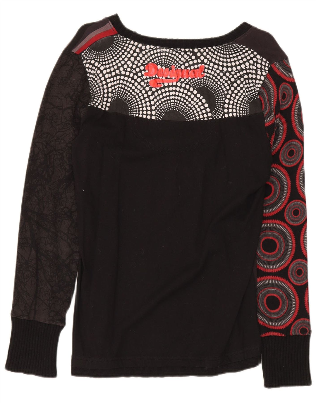 Desigual Dame Grafisk Top Langærmet UK 20 2XL Sort Geometrisk
