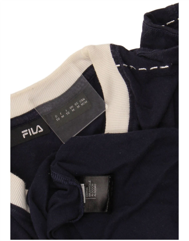 FILA Herre grafisk T-shirt Top Medium Marineblå Bomuld