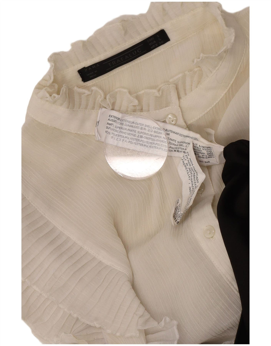 Zara Womens Ruffle Front A-Line Dress UK 10 Small White Colourblock