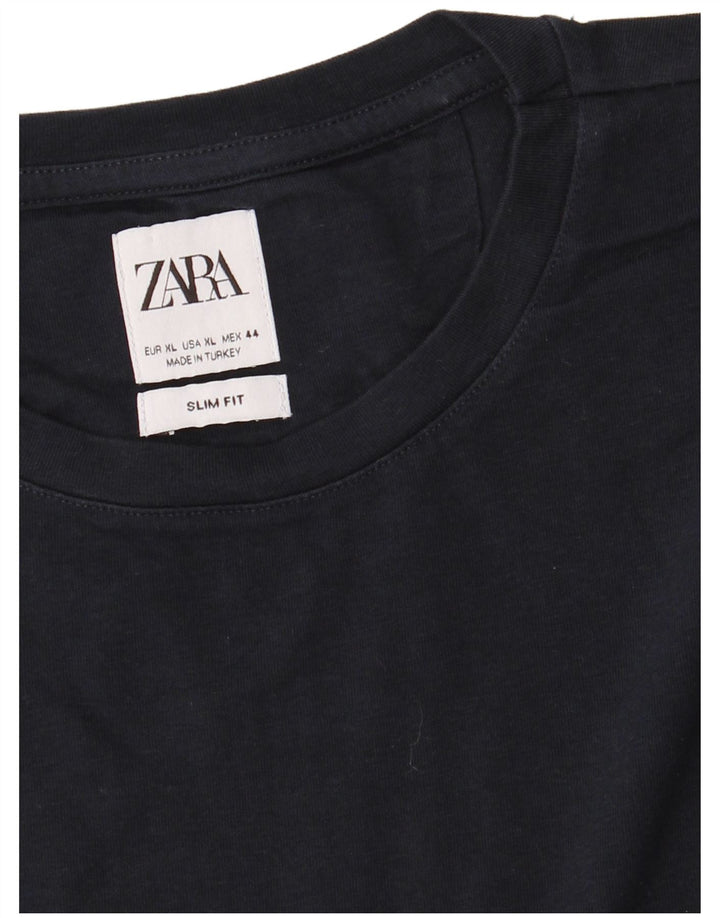 ZARA Herre Slim Fit T-Shirt Top XL Marineblå