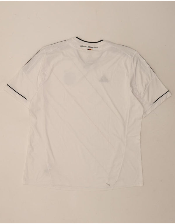 Adidas Herre Deutscher Fussball Bund T-Shirt Top 2XL Hvid Stribet Polyester
