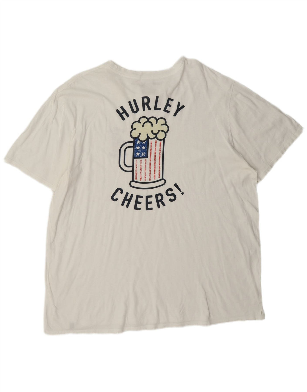 Hurley Herre Grafisk T-Shirt Top 2XL Hvid Bomuld