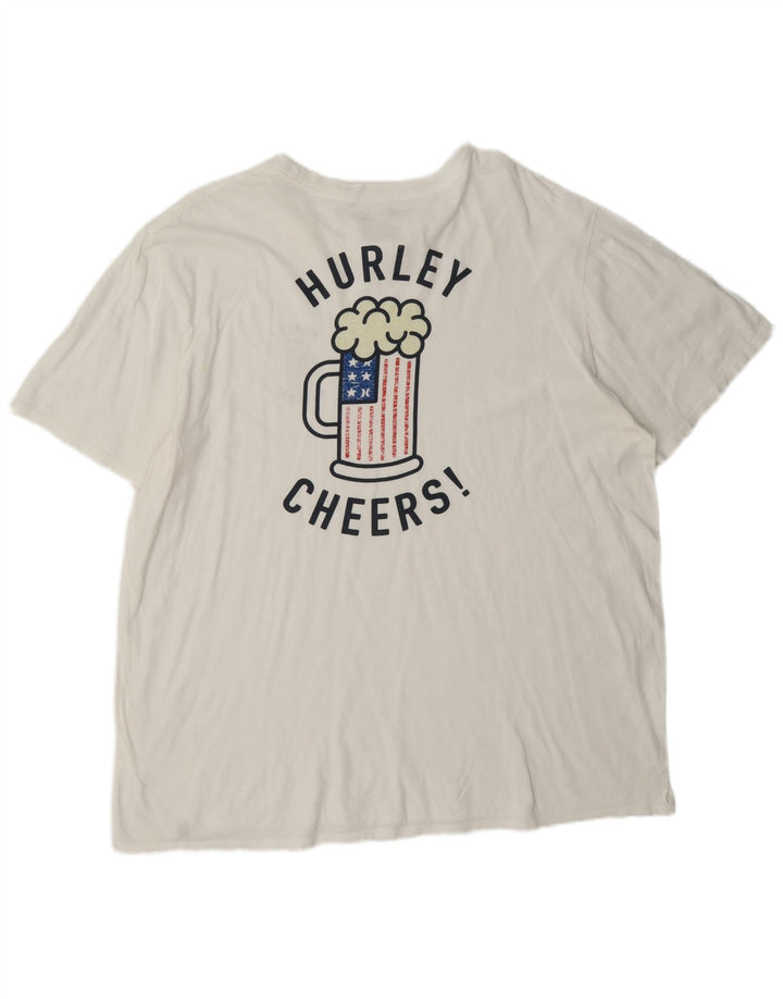 Hurley Herre Grafisk T-Shirt Top 2XL Hvid Bomuld
