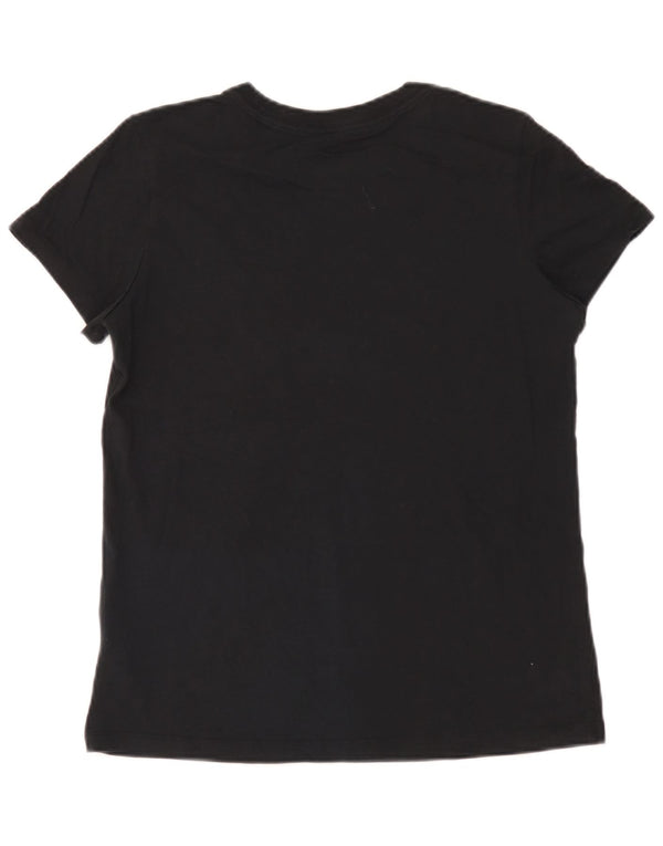 Nike Dame Slim Fit Grafisk T-Shirt Top UK 14 Stor Sort Bomuld