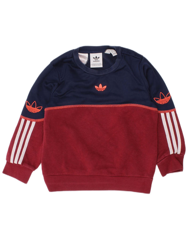 ADIDAS Grafisk Sweatshirt-trøje til drenge 3-4 år Maroon Colourblock Bomuld
