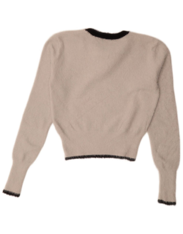 Zara Womens Crop Crew Neck Jumper Sweater UK 10 Small White