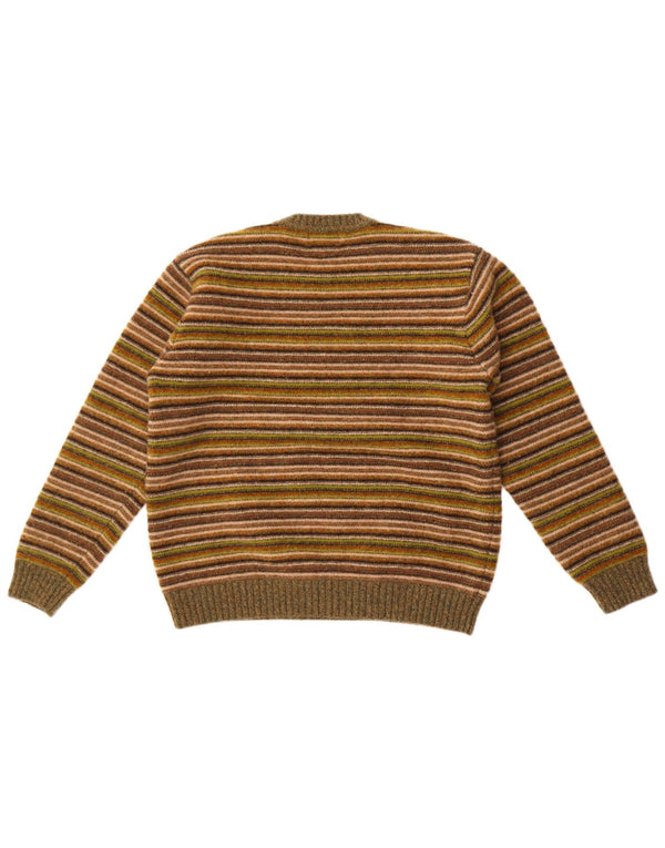 Club Room Dame Crew Neck Jumper Sweater UK 16 Large Khaki Striped