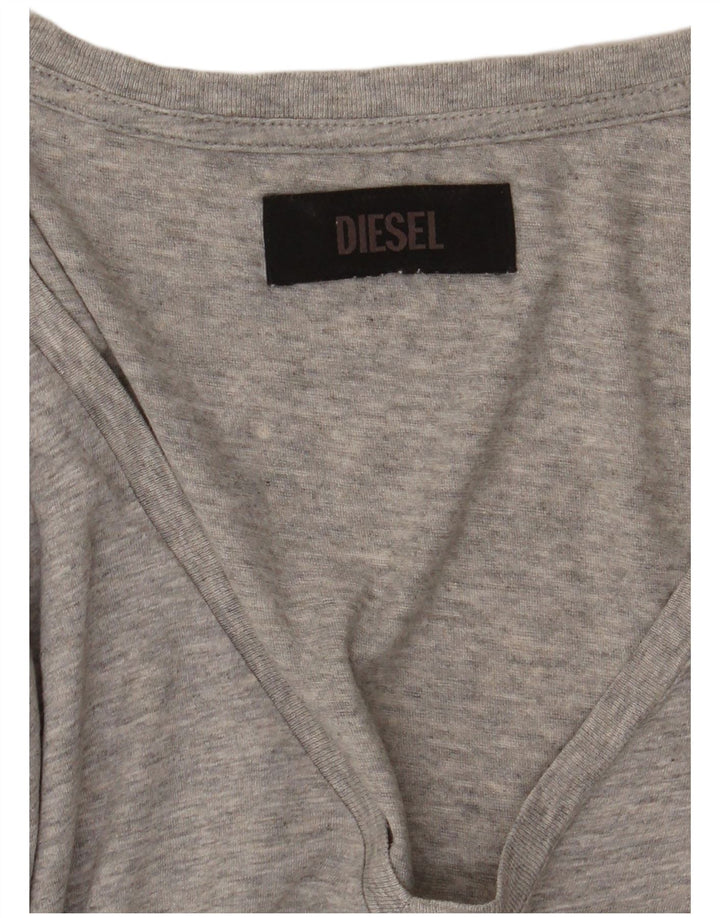 Diesel Dame Grafisk T-Shirt Top UK 16 Stor Grå