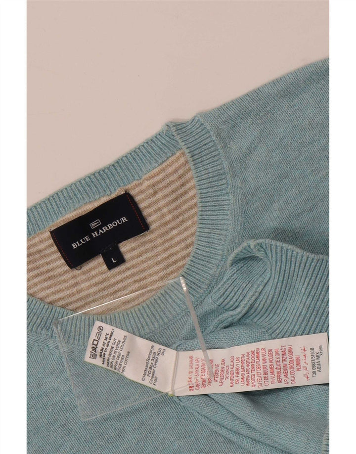 Marks & Spencer Herre Blue Harbor Crew Neck Jumper Sweater Large Blue