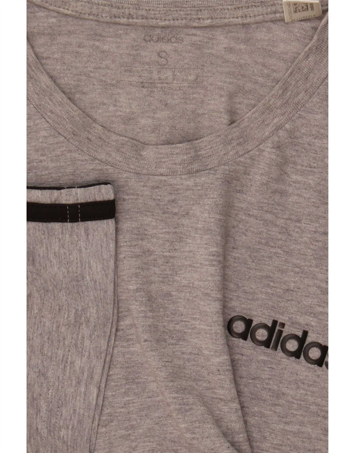 Adidas herre T-shirt top lille grå stribet