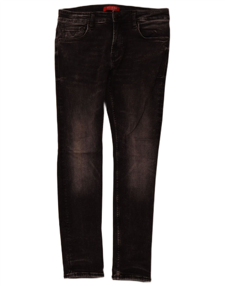 GUESS Mens Skinny Jeans W31 L31 Black Cotton