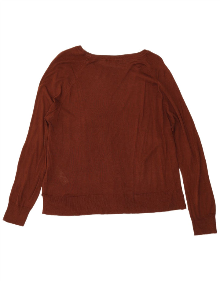 Zara Dame Boat Neck Jumper Sweater UK 14 Medium Maroon Viscose
