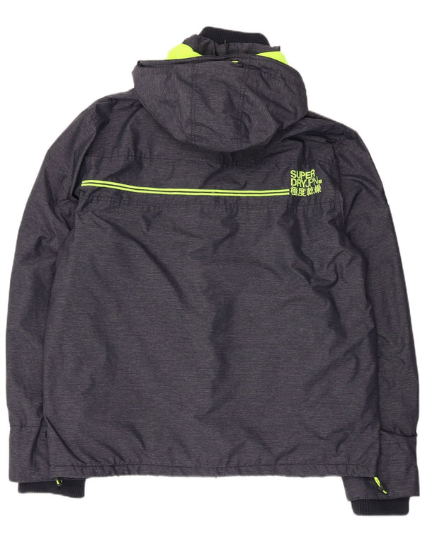 Superdry Windbreaker-jakke med hætte til mænd UK 46 3XL marineblå nylon