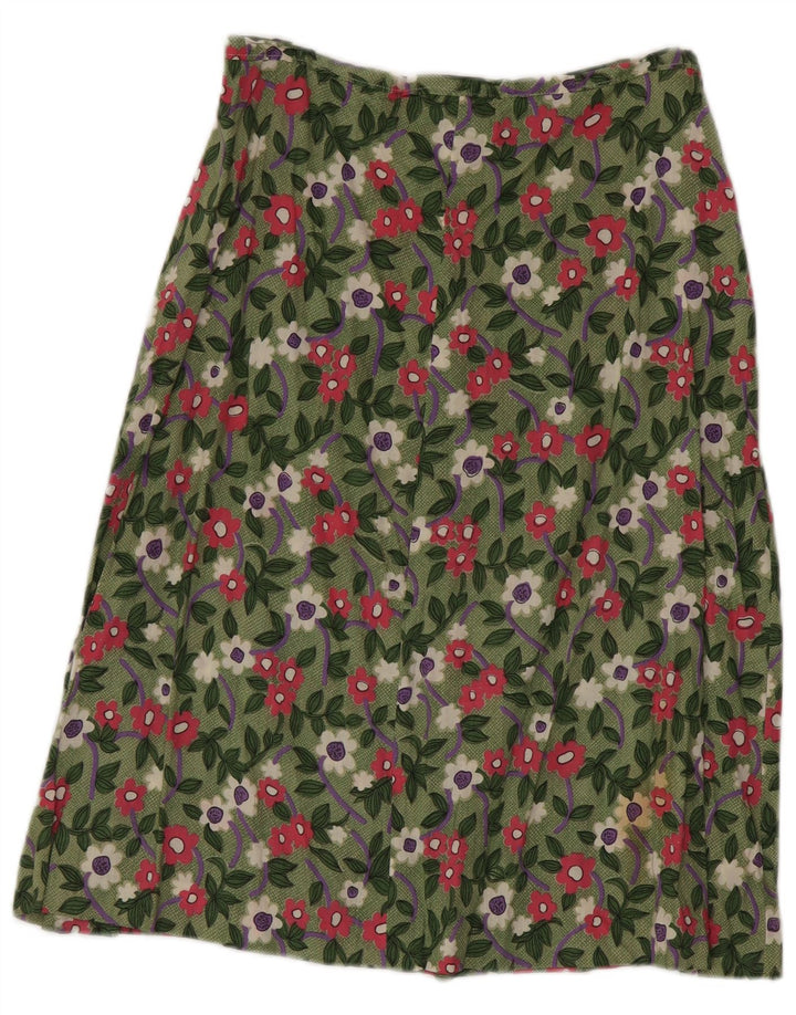 Vintage A-line nederdel til kvinder W28 Medium Green Floral
