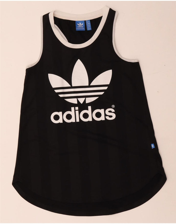 Adidas Dame Grafisk Vest Top UK 8 Small Black Polyester