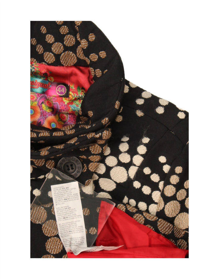 Desigual Dame Overfrakke EU 44 XL Sort Geometrisk Polyester