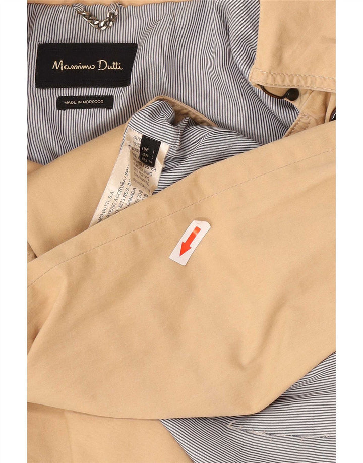 Massimo Dutti Dame Trench Coat UK 14 Stor Beige Bomuld
