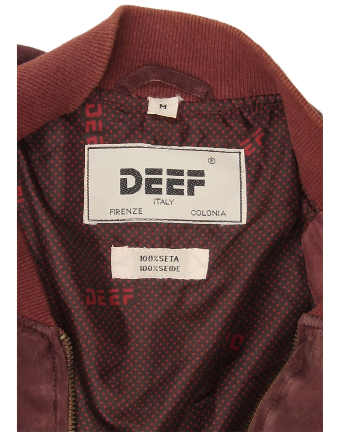 Vintage Herre Loose Fit Bomber Jacket UK 38 Medium Burgundy Silke