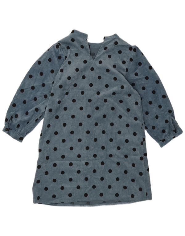Zara Womens Long Sleeve Shift Dress UK 10 Small Blue Polka Dot Polyester