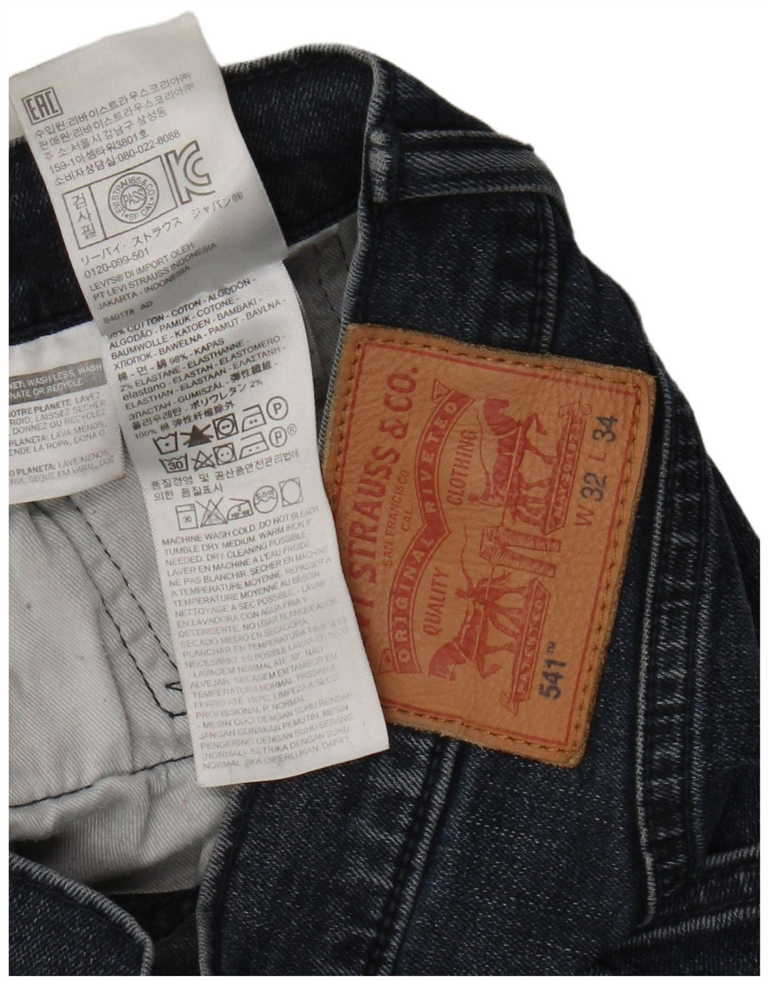 Levi's Herre 541 tilspidsede jeans W32 L30 Marineblå bomuld