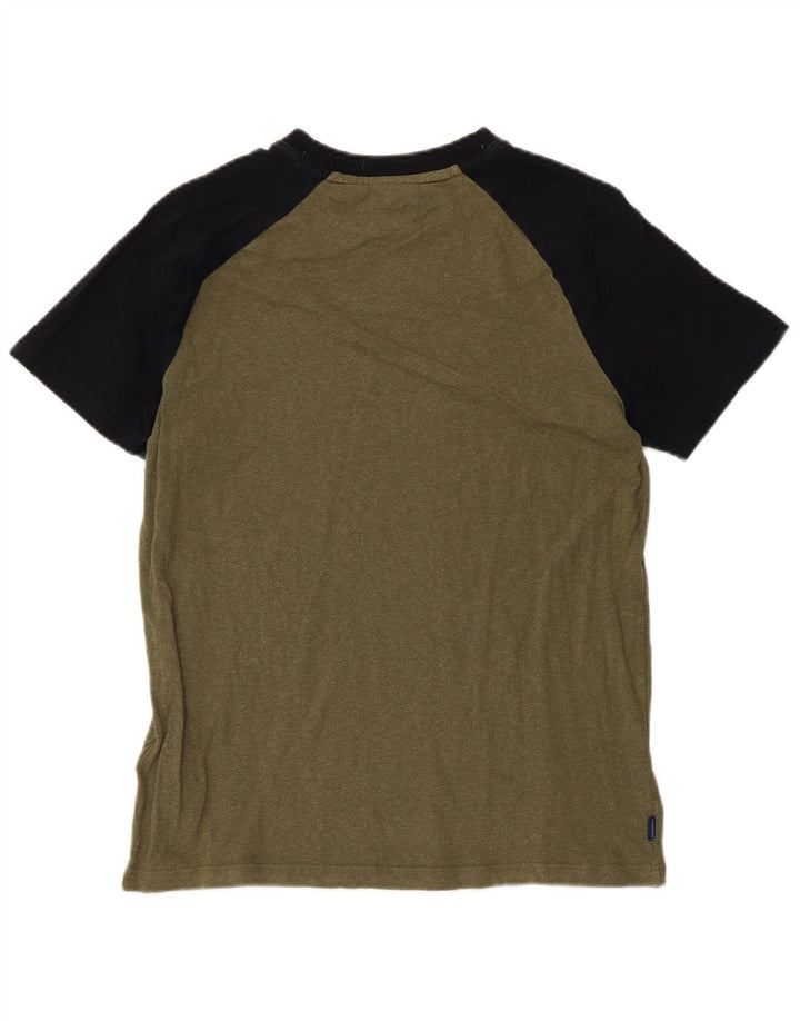 Superdry T-shirt top til mænd, lille Khaki Colourblock Bomuld