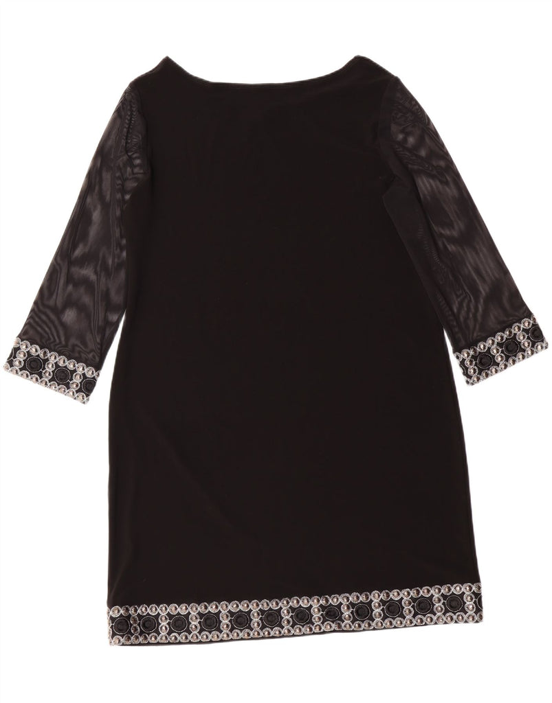 JOSEPH RIBKOFF Womens 3/4 Sleeve Shift Dress UK 14 Large Black Vintage Joseph Ribkoff and Second-Hand Joseph Ribkoff from Messina Hembry 