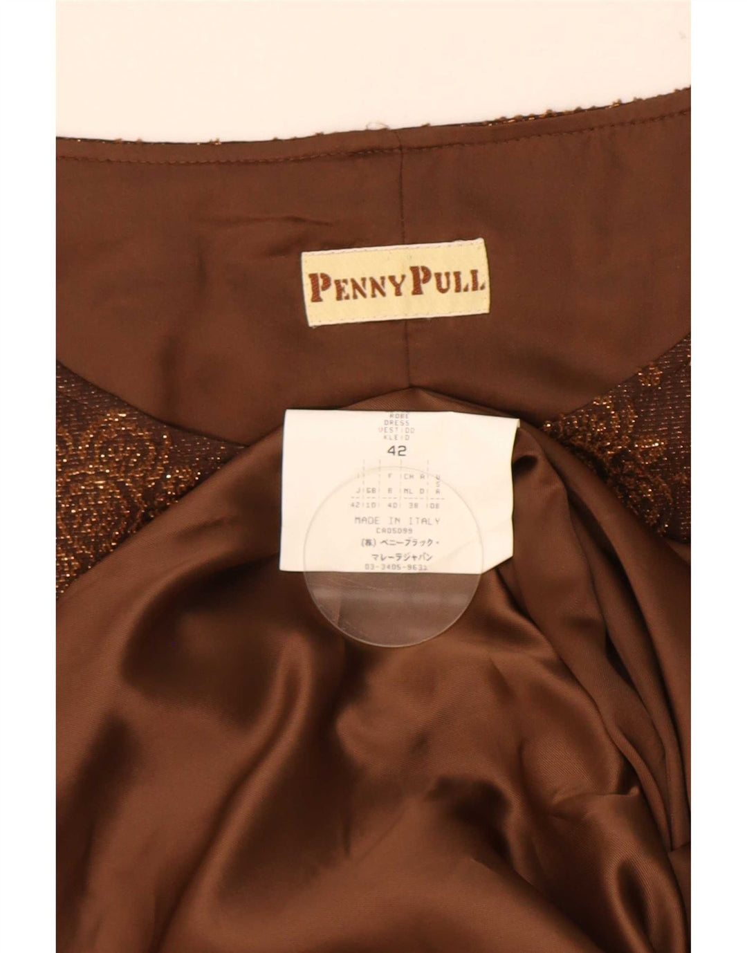 Penny Pull Kvinders Ærmeløs Skede Kjole UK 10 Small Brown Floral Acetate