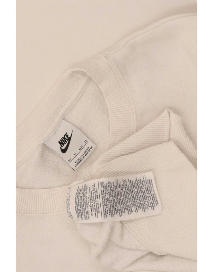 Nike Womens Crop Oversized Sweatshirt Jumper UK 6 XS Hvid Bomuld