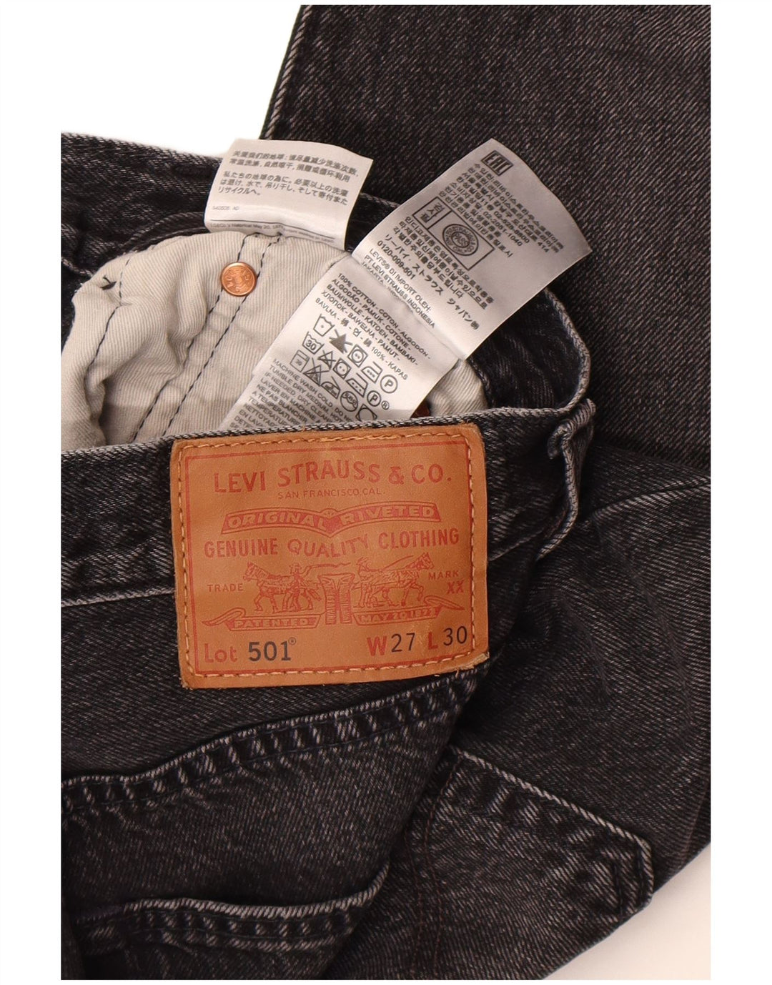 Levi's Herre 501 Straight Jeans W27 L30 Grå Bomuld