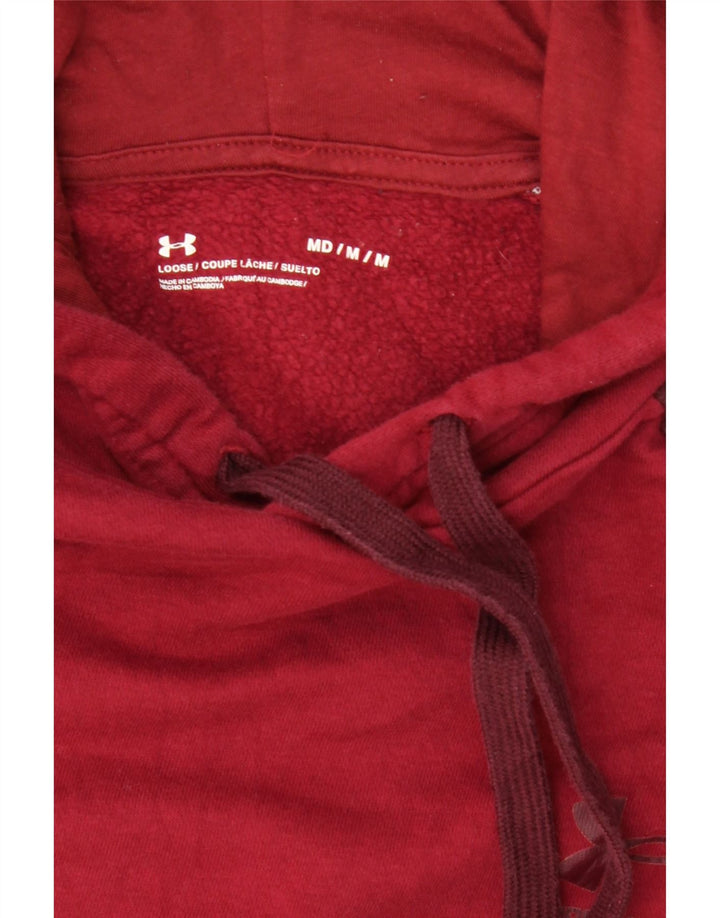 UNDER ARMOUR Mens Hoodie Jumper Medium Red Colourblock Cotton Vintage Under Armour and Second-Hand Under Armour from Messina Hembry 