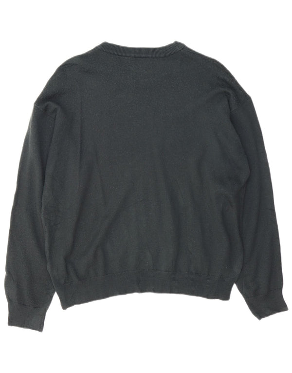 LACOSTE Herre Boat Neck Jumper Sweater Størrelse 4 Medium Sort Uld