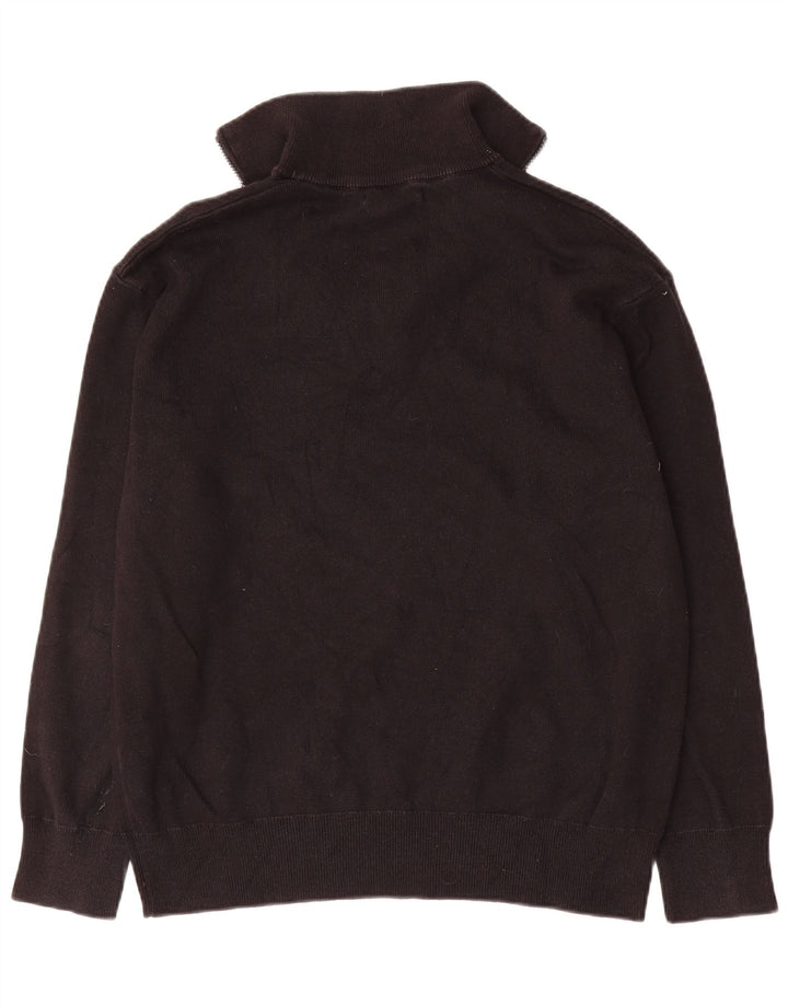 Zara Herre Zip Neck Jumper Sweater Medium Sort Bomuld