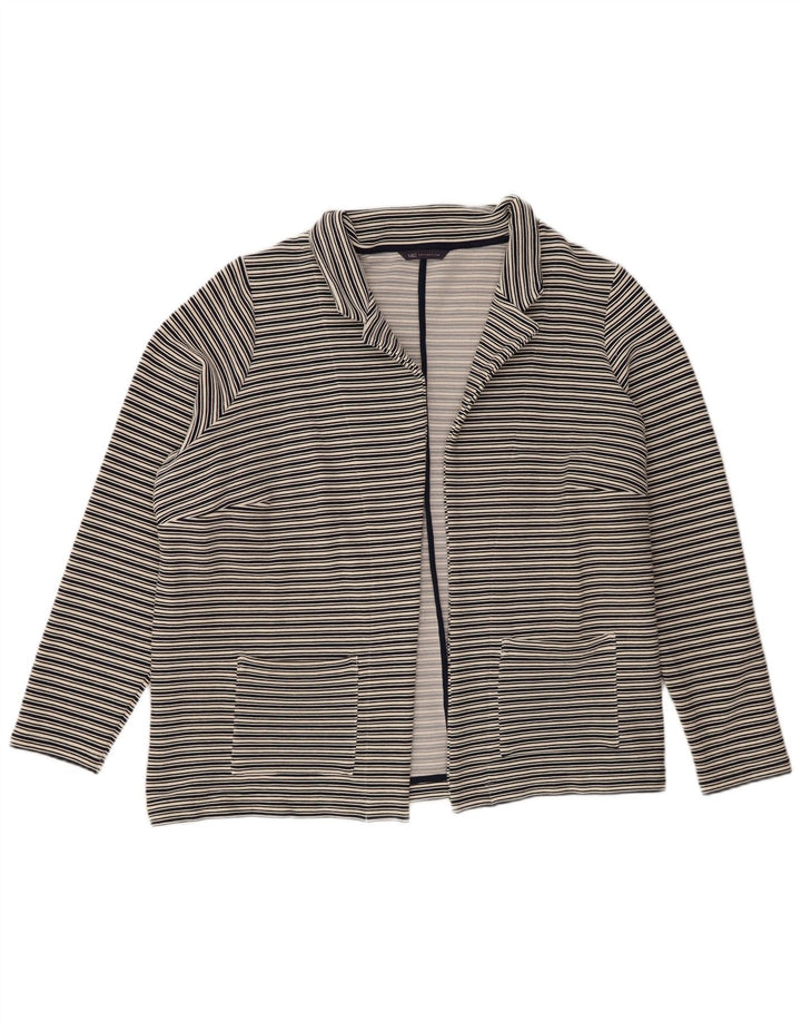 Marks & Spencer Dame Open Blazer Jacket UK 24 4XL Marineblå Stribet