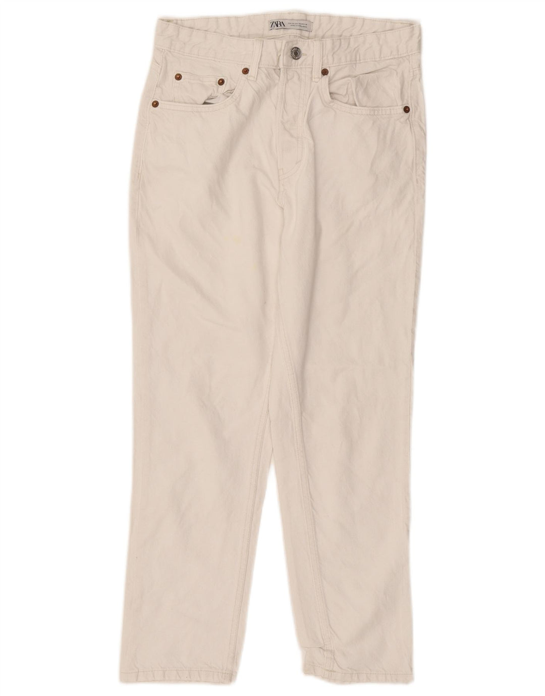 Zara Straight Jeans til mænd EU 38 Small W30 L26 Hvid Bomuld