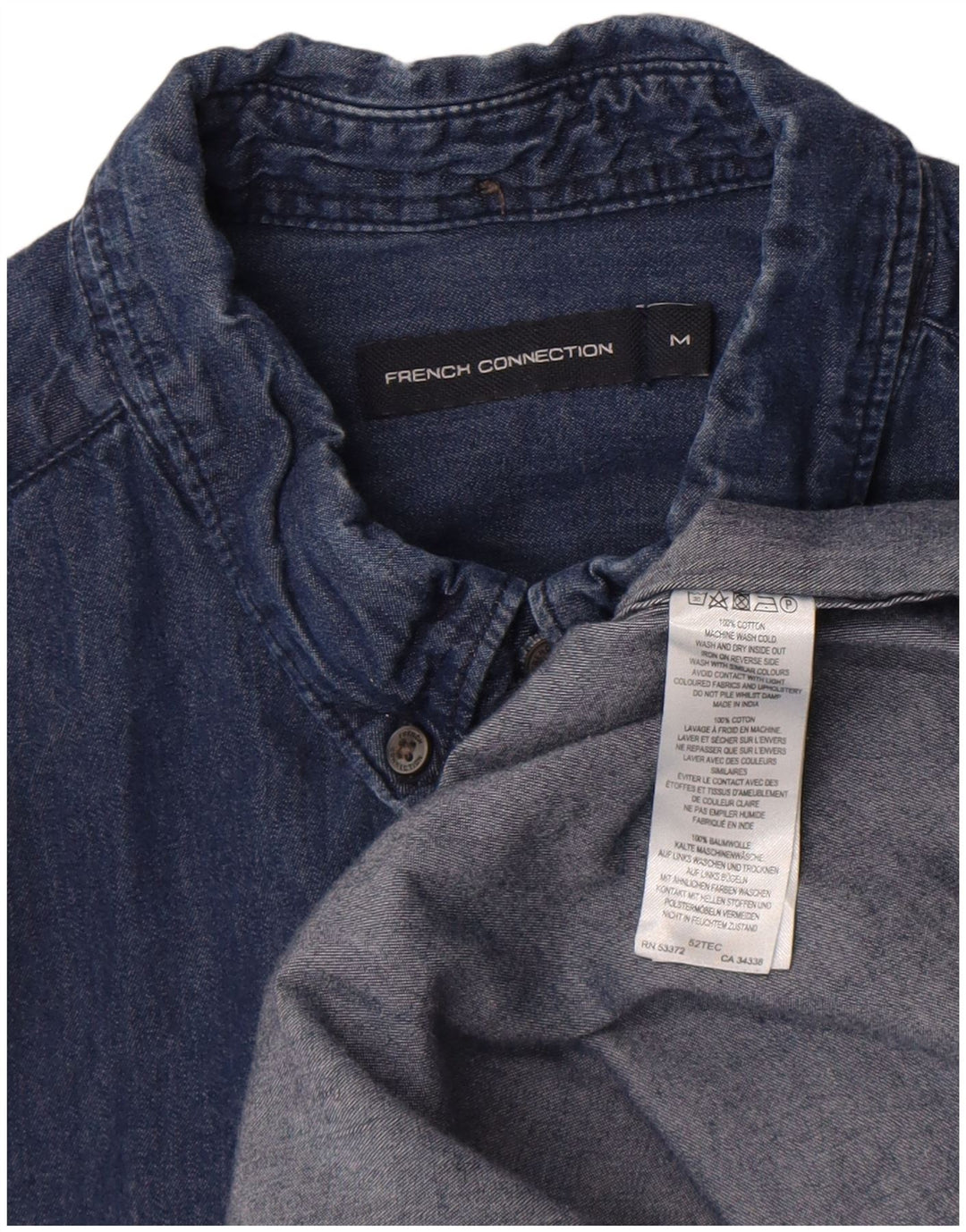 French Connection Herre Denim Shirt Medium Blue Bomuld
