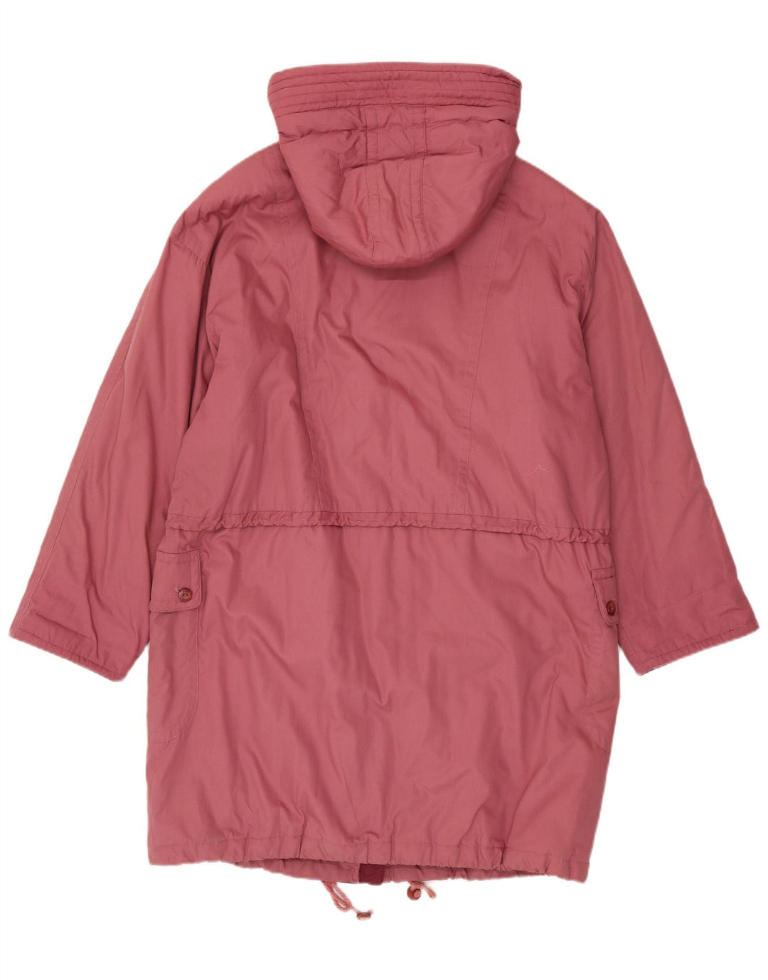 Vintage Dame Hætte Oversized Polstret Frakke UK 16 Large Pink Polyester