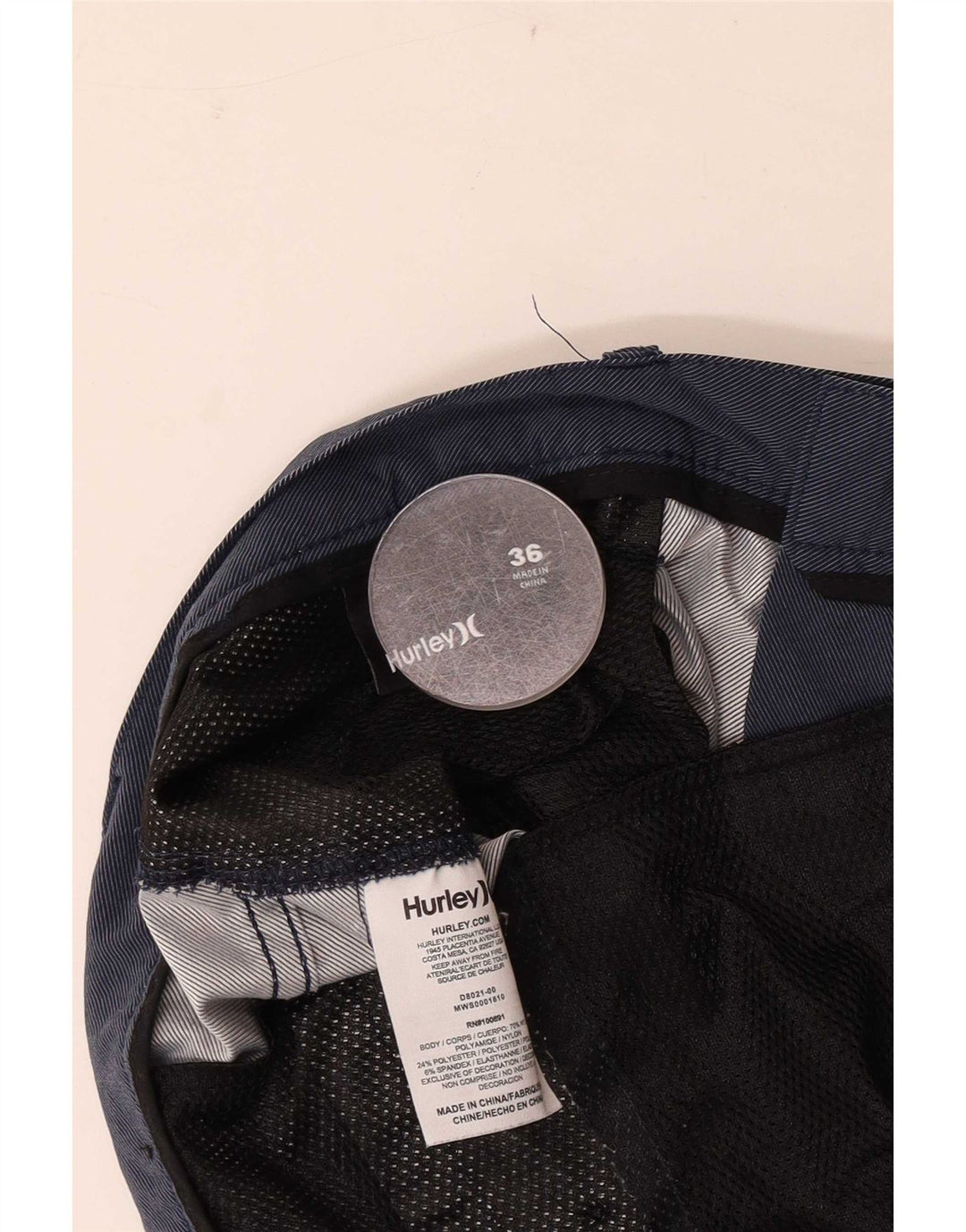 Hurley Herre Chino Shorts W36 Large Navy Blue Nylon
