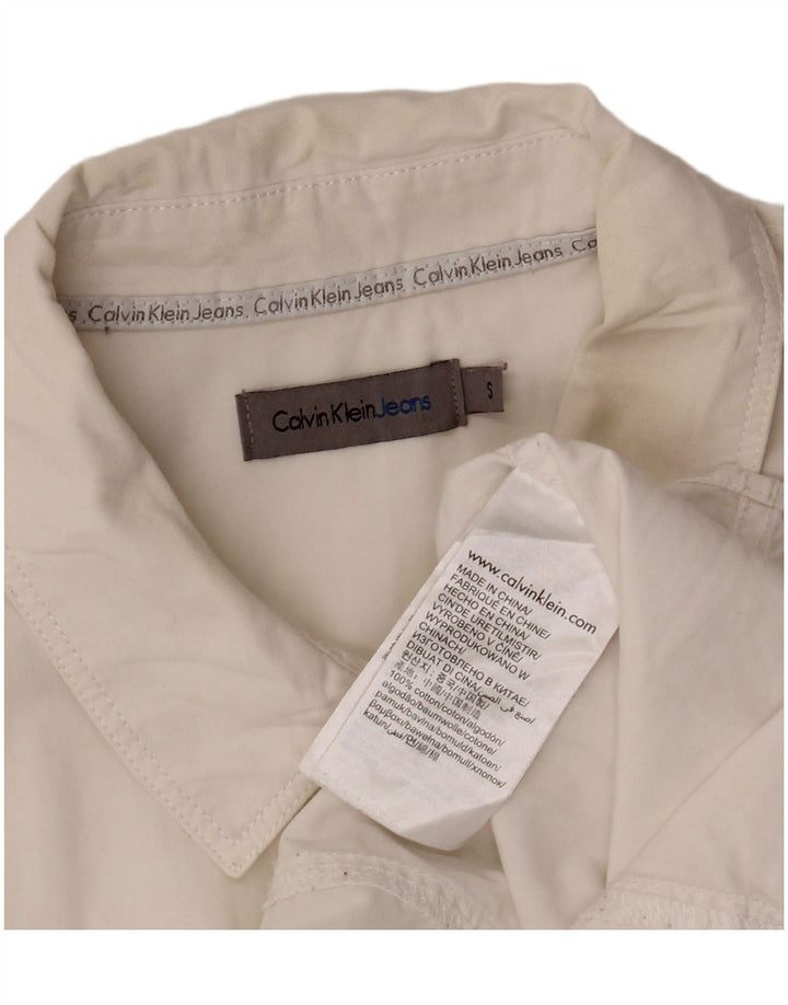 CALVIN KLEIN JEANS Oversized skjorte til kvinder UK 10 Lille hvid bomuld