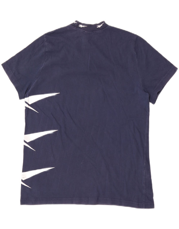 Reebok Dame Grafisk T-Shirt Top UK 16 Stor Marineblå Bomuld