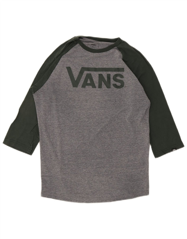 Vans Herre Custom Fit grafisk top 3/4 ærme lille grå farveblok bomuld