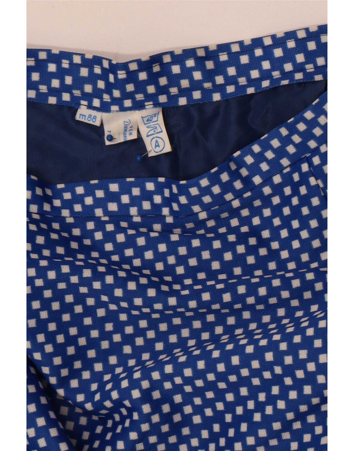 Vintage dame Maxi-nederdel W28 Medium Blue Geometric