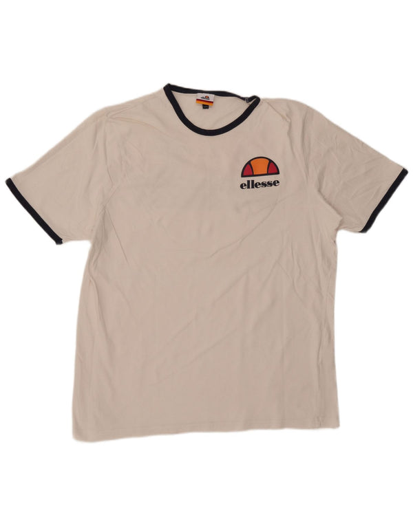 Ellesse Herre Grafisk T-Shirt Top 4XL Hvid Bomuld