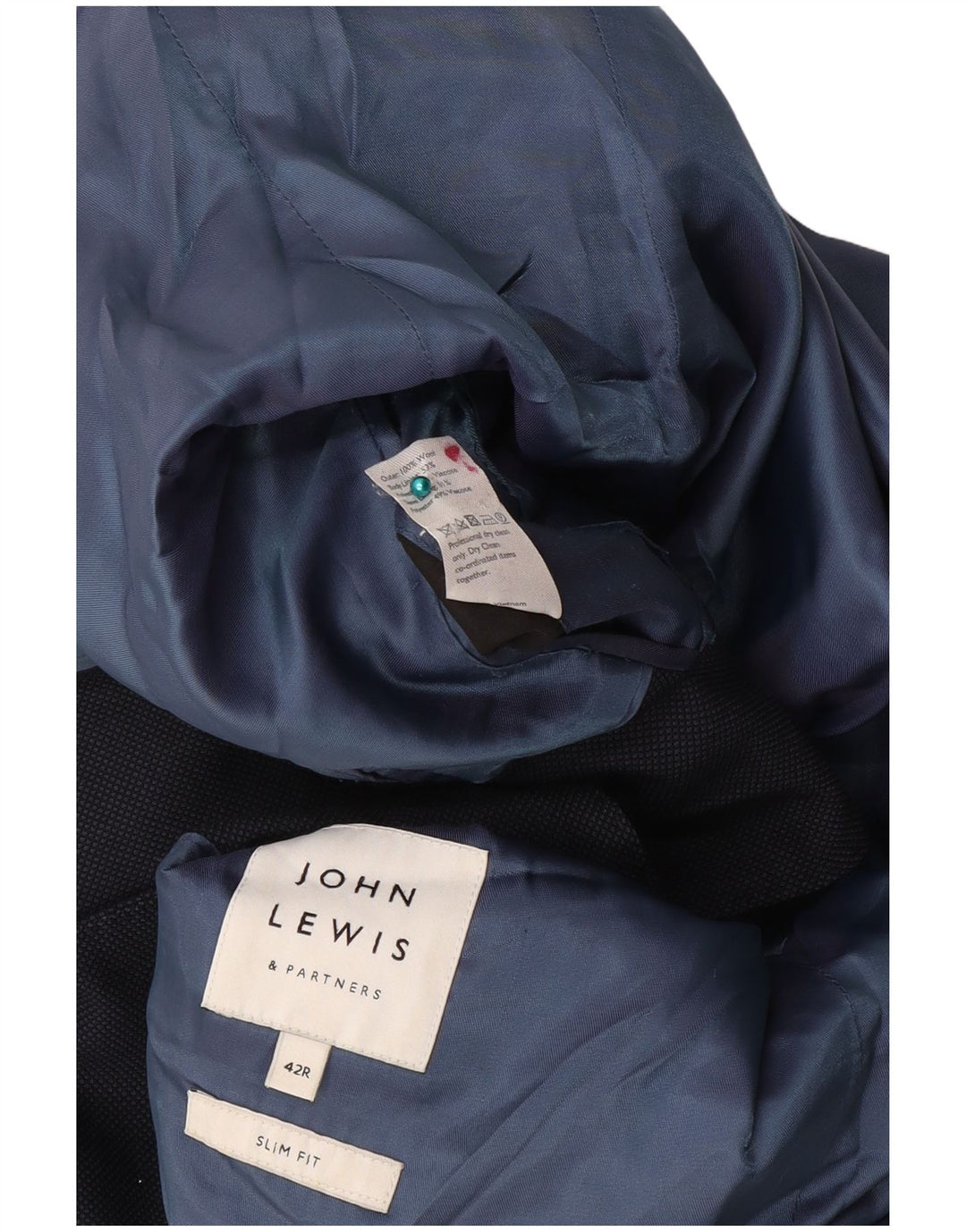 John Lewis Herre 2-knap Slim Fit Blazer Jacket UK 42 XL Navy Blue Wool