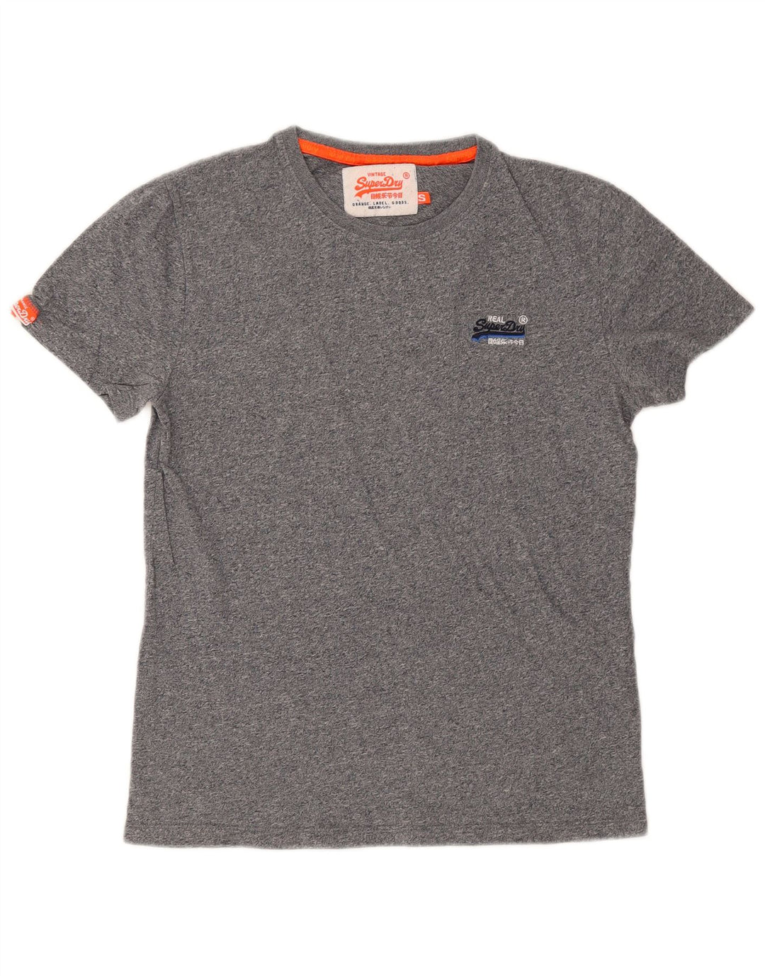 Superdry T-shirt top til mænd, lille grå flækket bomuld