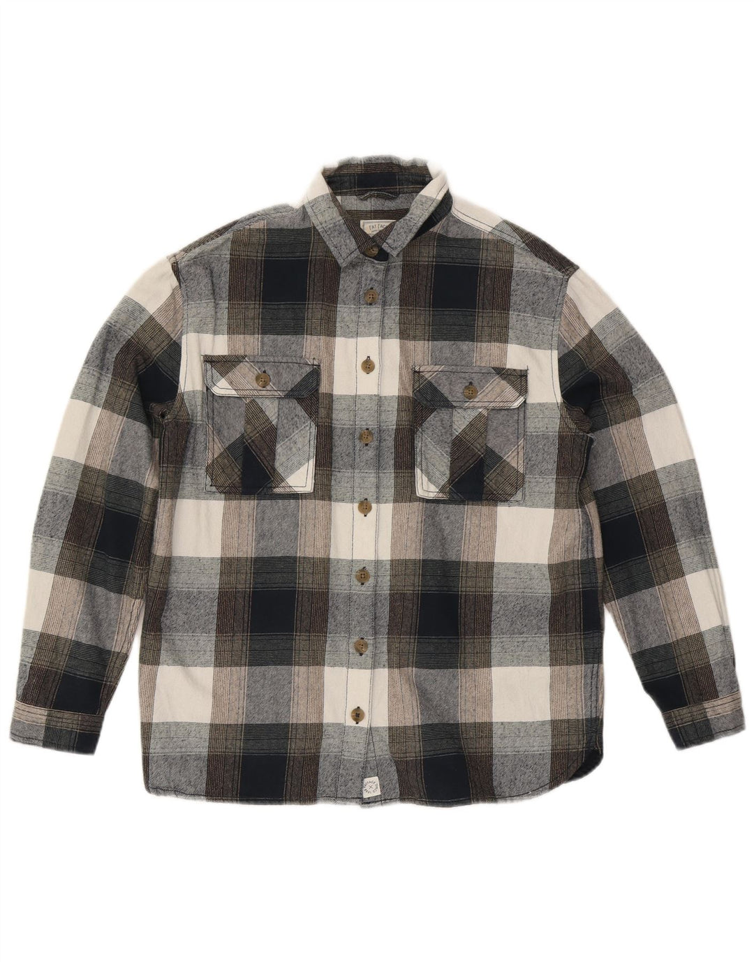 Fat Face Dame Oversized Flanell Shirt UK 10 Small Grey Ternet Bomuld